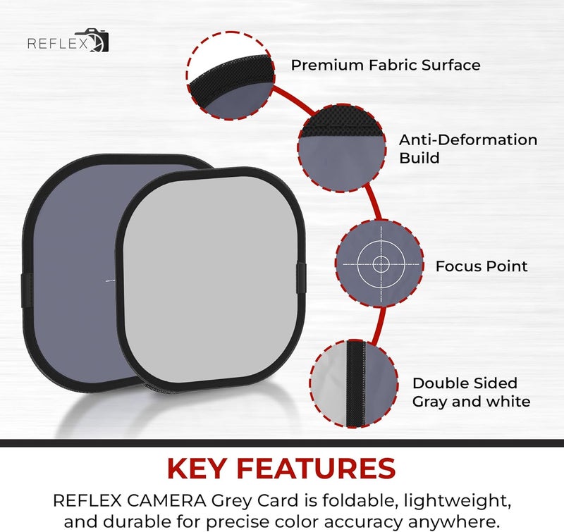Reflex Camera 30cm Foldable 18% Grey Card White Balance & Exposure Reference – Portable Color Calibration Tool for DSLR/Mirrorless Photography & Video - Image 5